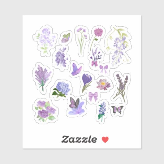 Purple Floral Sticker Pack シール (シート)