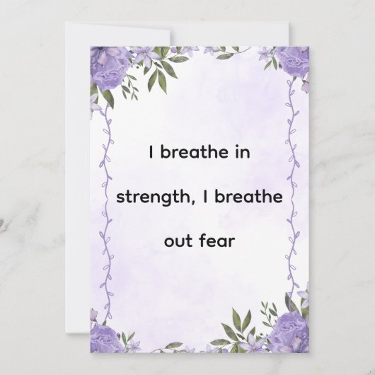 Purple Floral Strength & Calm Affirmation シーズンカード (正面)