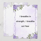 Purple Floral Strength & Calm Affirmation シーズンカード (正面/裏面)