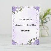 Purple Floral Strength & Calm Affirmation シーズンカード (スタンド正面)