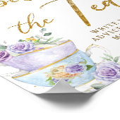 Purple Floral Tea Party Baby Shower Spill The Tea ポスター (角)