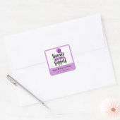 Purple Floral Thank you business packaging sticker スクエアシール (封筒)