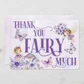 Purple Floral Thank You Fairy Much サンキューカード (正面/裏面)