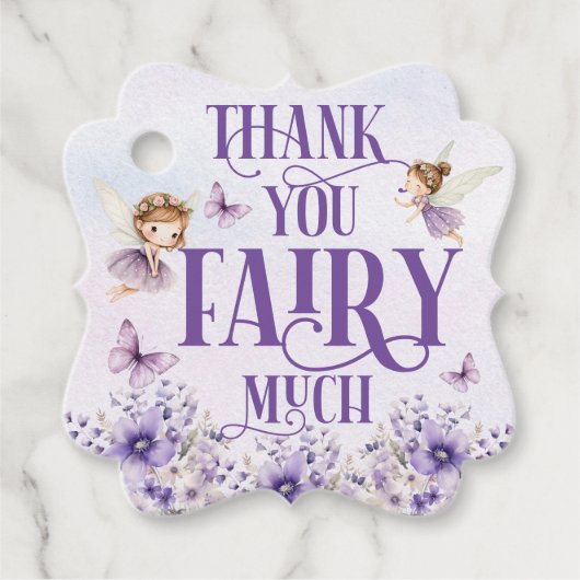 Purple Floral Thank You Fairy Much フェイバータグ (正面)