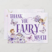 Purple Floral Thank You Fairy Much ポストカード (正面/裏面)