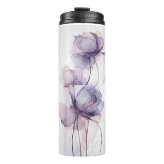 Purple floral thermal tumbler タンブラー