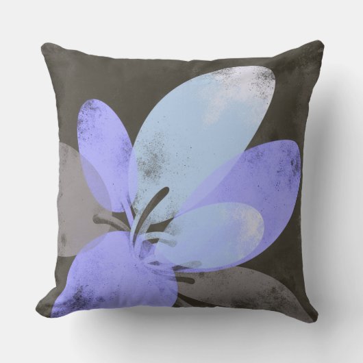 Purple Floral Throw Pillow – Modern Minimal Flower クッション (正面)