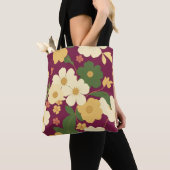 Purple Floral Tote Bag トートバッグ (クローズアップ)