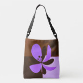 Purple Floral Tote Bag – Bold Modern Flower Design クロスボディバッグ (裏面)