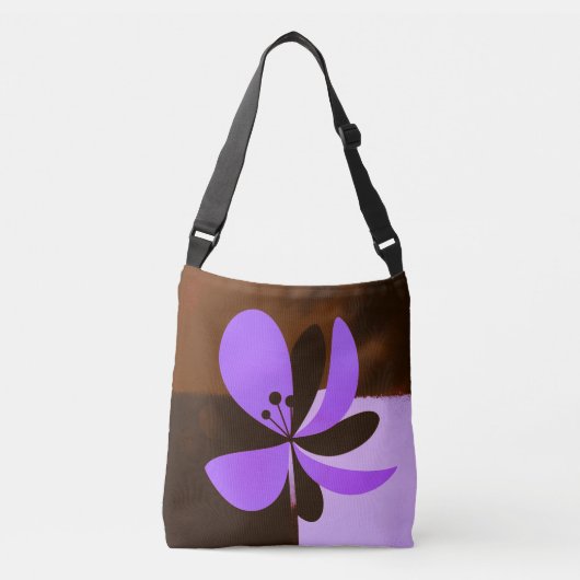 Purple Floral Tote Bag – Bold Modern Flower Design クロスボディバッグ (正面)