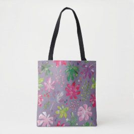 Purple Floral Tote Bag – Pink & Green Botanical  トートバッグ