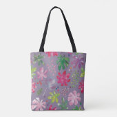 Purple Floral Tote Bag – Pink & Green Botanical トートバッグ (裏面)