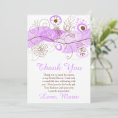 Purple Floral Twist Bridal Shower サンキューカード (スタンド正面)
