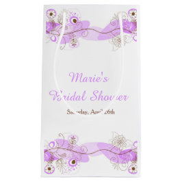 Purple Floral Twist Bridal Shower Thank You スモールペーパーバッグ