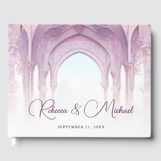 Purple Floral Vintage Fairytale Wedding ゲストブック (正面)