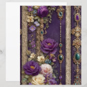 Purple Floral Vintage Junk Journal Scrapbook Paper (正面/裏面)