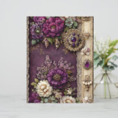 Purple Floral Vintage Junk Journal Scrapbook Paper (スタンド正面)
