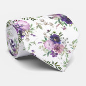 Purple Floral Watercolor Lavender Flowers Neck Ti ネクタイ (ロール)