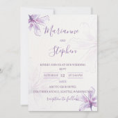 Purple Floral Watercolor Wedding Invitation 招待状 (正面)