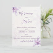 Purple Floral Watercolor Wedding Invitation 招待状 (スタンド正面)
