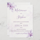 Purple Floral Watercolor Wedding Invitation 招待状 (正面/裏面)