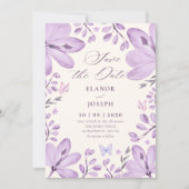 Purple floral wedding セーブザデート (正面)
