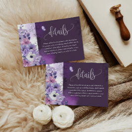 Purple Floral Wedding Details Card エンクロージャーカード