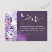 Purple Floral Wedding Details Card エンクロージャーカード (正面)