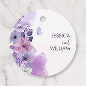 Purple Floral Wedding Favor Tag フェイバータグ (裏面)