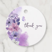 Purple Floral Wedding Favor Tag フェイバータグ (正面)