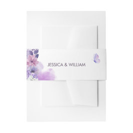 Purple Floral Wedding Invitation Belly Band 招待状ベリーバンド