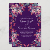 Purple Floral Wedding Invitations Bold Fall 招待状 (正面/裏面)