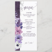 Purple Floral Wedding Menu Card メニュー (正面)