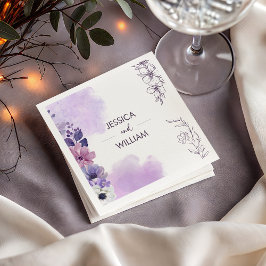 Purple Floral Wedding Napkins スタンダードカクテルナプキン