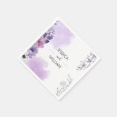 Purple Floral Wedding Napkins スタンダードカクテルナプキン (角)
