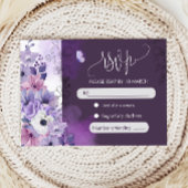 Purple Floral Wedding RSVP Card