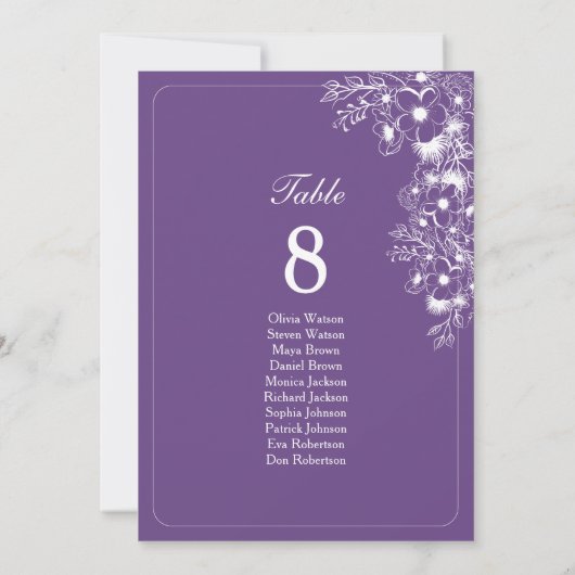 Purple Floral Wedding Seating Chart (裏面)