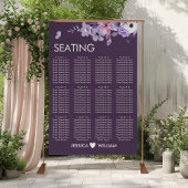 Purple Floral Wedding Seating Chart Poster ポスター