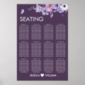 Purple Floral Wedding Seating Chart Poster ポスター (正面)