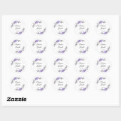 Purple Floral Wedding Sticker Circle Label ラウンドシール (シート)