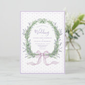 Purple Floral Whimsical Polkadot Vintage Wedding 招待状 (スタンド正面)