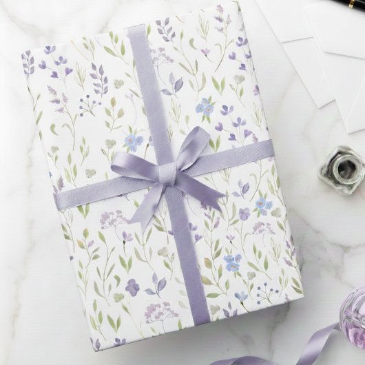 Purple Floral Wrapping Paper ラッピングペーパー