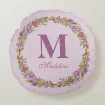 Purple Floral Wreath Monogram Girls Nursery 