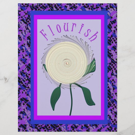 Purple Flourish Flower Bulk Scrapbook Paper Pages チラシ (正面)