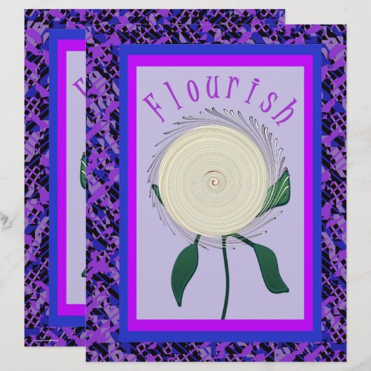 Purple Flourish Flower Scrapbook Paper 2-Sided Pag (正面/裏面)