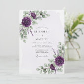 Purple Flourishing Eucalyptus Wedding 招待状 (スタンド正面)