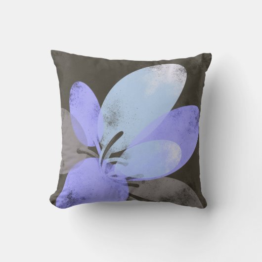 Purple Flower Accent Pillow – Modern Floral Art Cu クッション (正面)