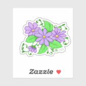 Purple Flower Artistic design sticker シール (シート)