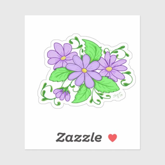 Purple Flower Artistic design sticker シール (シート)
