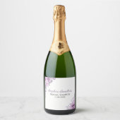 Purple Flower Bridal Shower Party スパークリングワインラベル (正面)